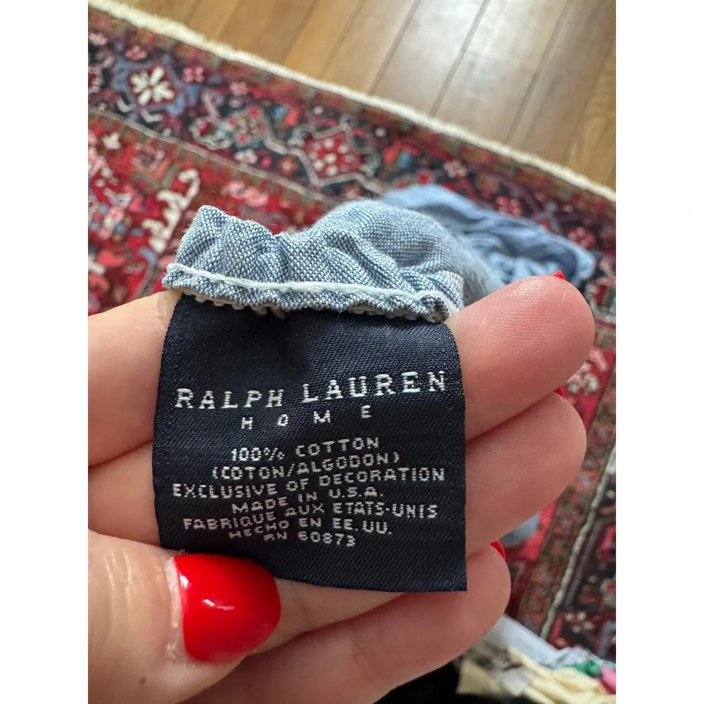 Ralph Lauren Home Blue Chambray 100% Cotton Fitted Bottom Sheet Queen Size USA